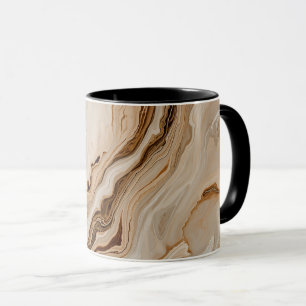 Caneca Arte Abstrata em Mármore Bege Elegante