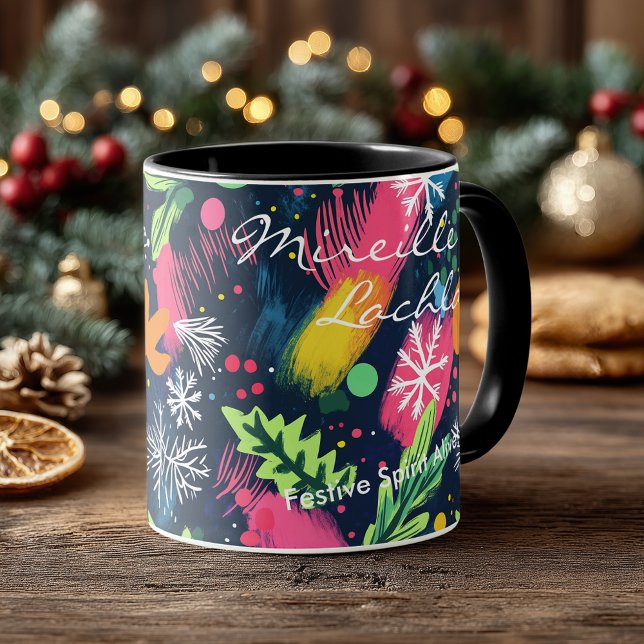 Caneca Arte abstrata festiva com cores brilhantes de floc (Criador carregado)