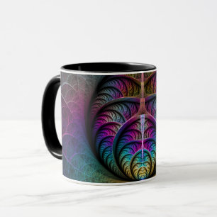 Caneca Arte abstrata fractal colorida alucinante