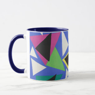 Caneca Arte Abstrata Geométrica Azul Recortada de Matisse