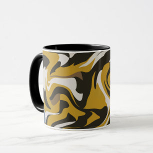 Caneca Arte Abstrata Marrom Terroso com Redemoinhos Fluíd