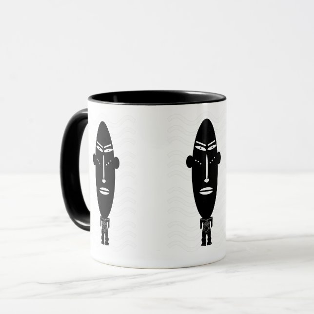 Caneca Arte abstrata moderna em preto e branco de rosto (Frente Esquerda)