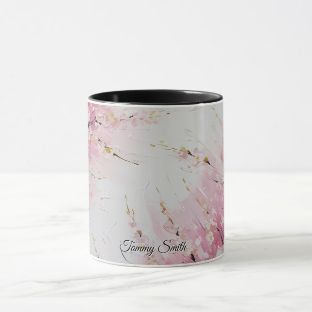Caneca Arte Abstrata Vibrante das Flores de Cerejeira (Centro)