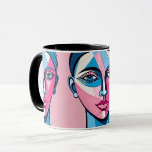 Caneca Arte abstrato Azul e Rosa
