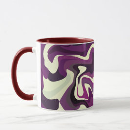 Caneca Arte abstrato de Fluidos com Ossos Roxos e Cremes