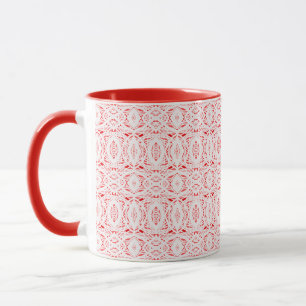 Caneca Arte Acrílica Abstrata Vermelha Branca Prismática