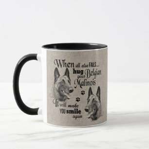 Caneca Arte belga Malinois quando tudo falha aspas