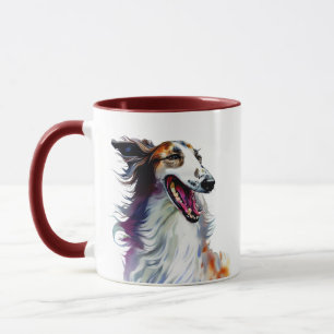 Caneca Arte Borzoi Colorida   Arte vibrante em galgos