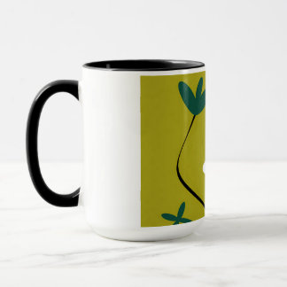 Caneca Arte Botânica Abstrata Flor de Margarida Minimalis