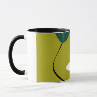 Caneca Arte Botânica Abstrata Flor de Margarida Minimalis