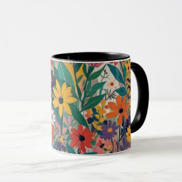 Caneca Arte Botânica Floral Colorida