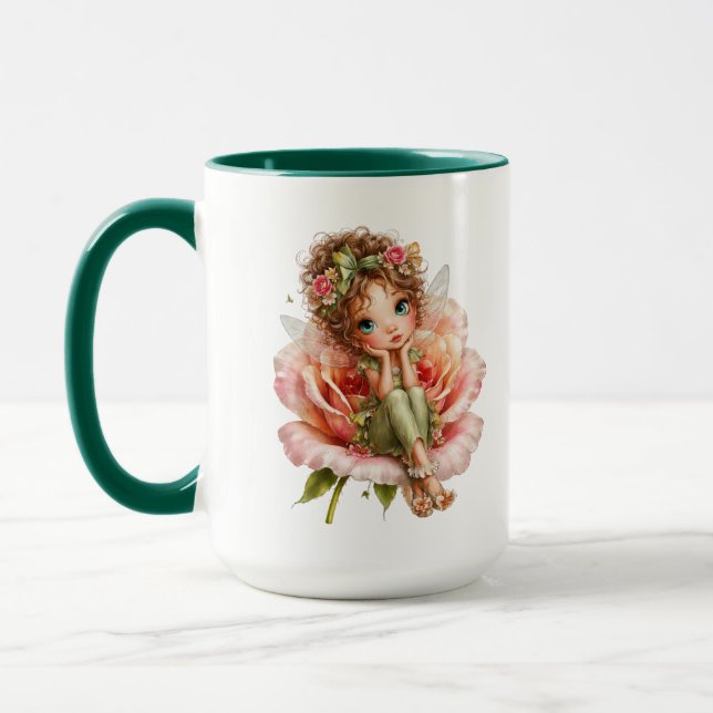 Caneca Arte Caprichosa de Menina Fada das Flores Estilo C (Esquerda)