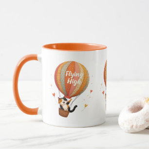 Caneca Arte Caprichoso de Balão de Ar Quente com Gato Fof