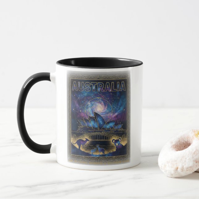 Caneca Arte Celestial Austrália Sydney Cósmica (Com Donut)