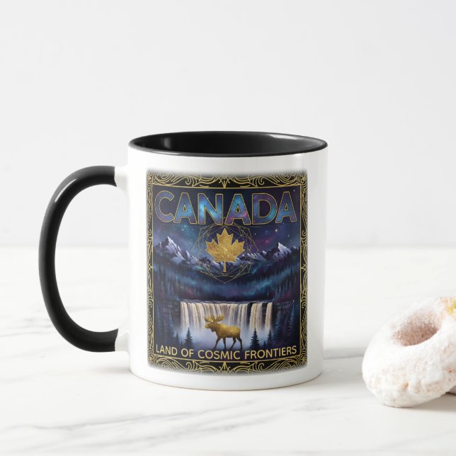 Caneca Arte Celestial Canadá Cósmico Natureza (Com Donut)