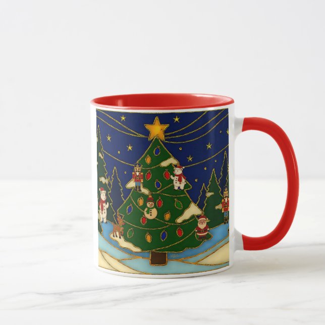 Caneca Arte Cloisonne Floresta Caprichosa Natal Clássico (Direita)