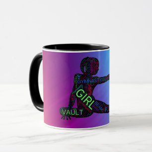 Caneca Arte Colorida de Palavras de Ginástica