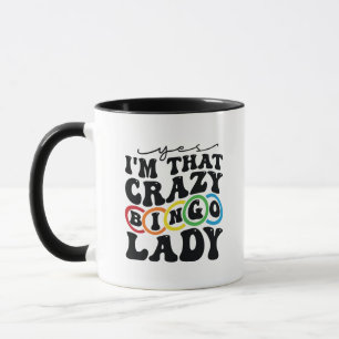Caneca Arte com palavras da senhora do Bingo louca e engr