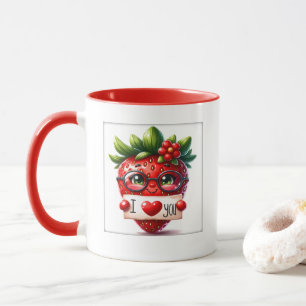 Caneca Arte com palavras de amor de Morango Fofo