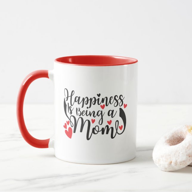 Caneca Arte com palavras de felicidade da Mamãe Fofa (Com Donut)
