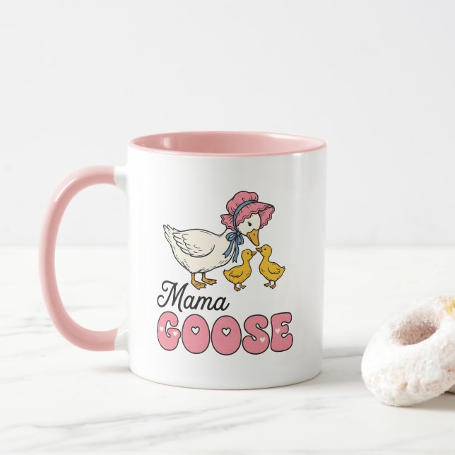 Caneca Arte com palavras de ganso Mama fofa (Com Donut)