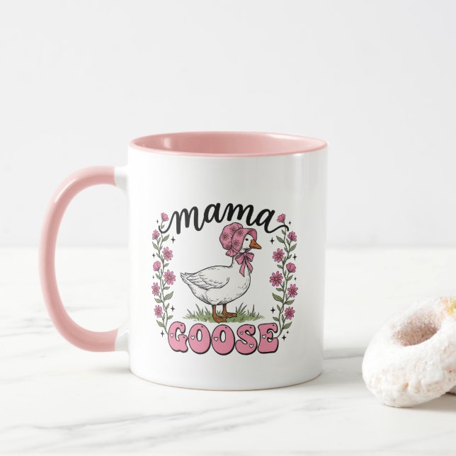 Caneca Arte com palavras de ganso Mamãe Fofa (Com Donut)