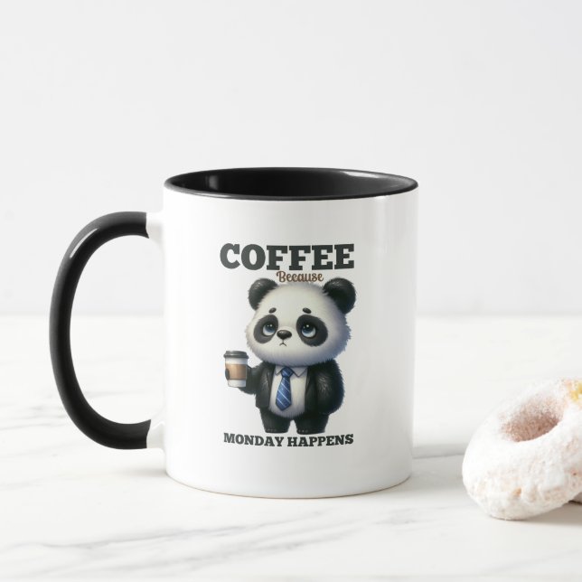 Caneca Arte com palavras de panda urso engraçado de segun (Com Donut)