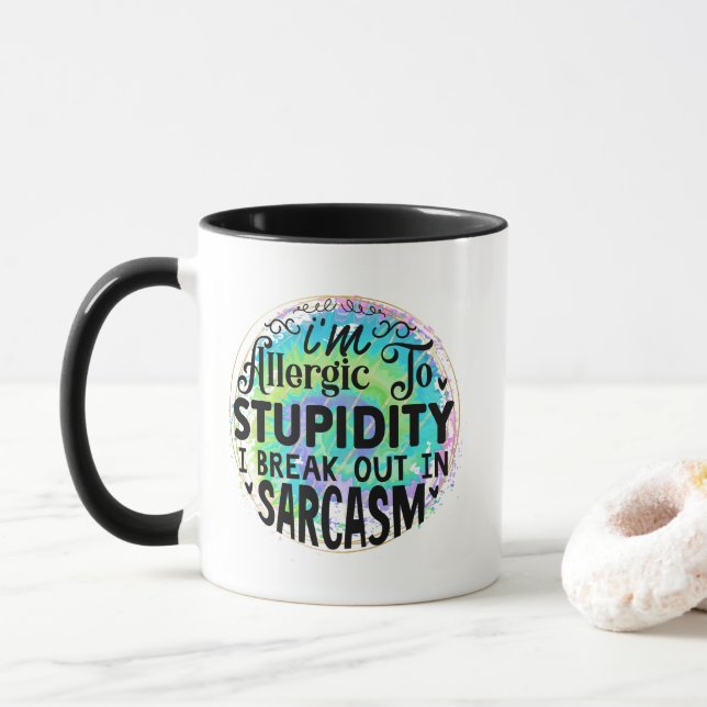 Caneca Arte com palavras de sarcasmo engraçado  (Com Donut)