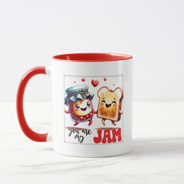 Caneca Arte com palavras de torrada de geléia engraçada  (Esquerda)