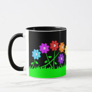 Caneca Arte cômica bonito cores flores