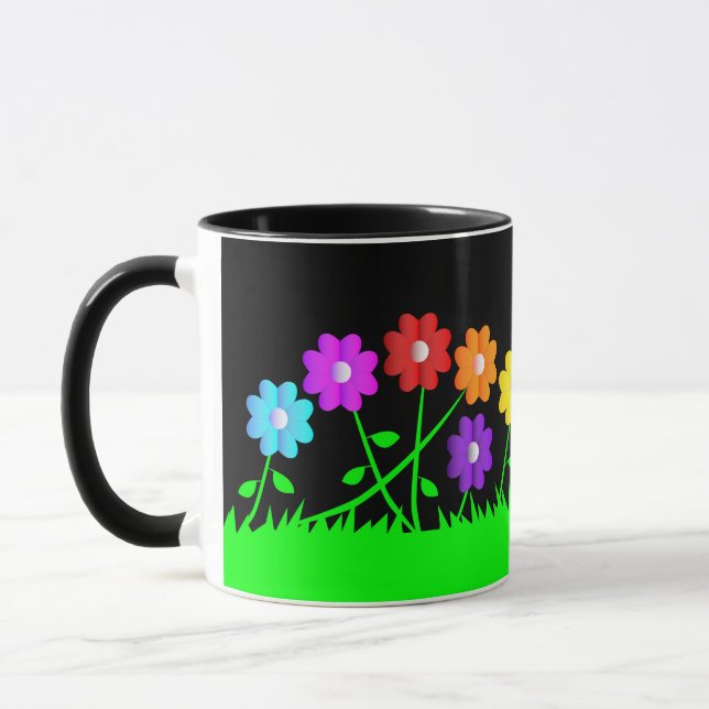 Caneca Arte cômica bonito cores flores (Esquerda)