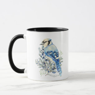 Caneca Arte Country Azul de Azul Jay Bird Watercolor Blue