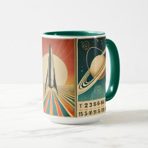 Caneca Arte da Era Espacial Calendário Espaço Tempo