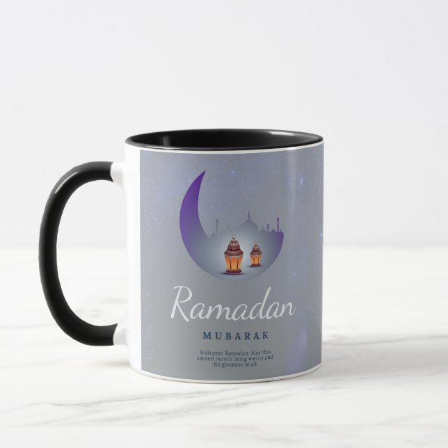 Caneca Arte da Lanterna da Lua Crescente do Ramadan Mubar (Esquerda)