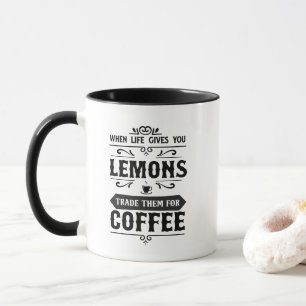 Caneca Arte da palavra café limões vida divertida
