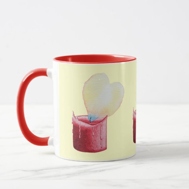 Caneca arte da vela vermelha da chama em forma de coração (Esquerda)