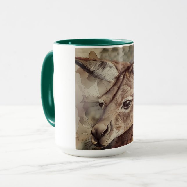 Caneca Arte de aquarela de canguru  (Frente Esquerda)
