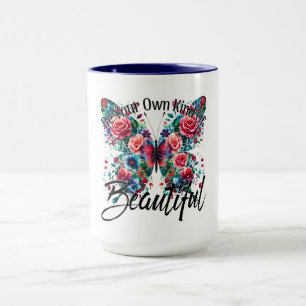 Caneca Arte de Borboleta Floral com Citação Inspiradora