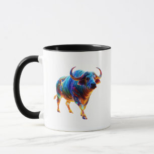 Caneca Arte de Búfalo Arco-íris Neon