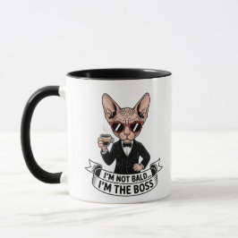 Caneca Arte de Café com Gato Sphynx Chefe Legal