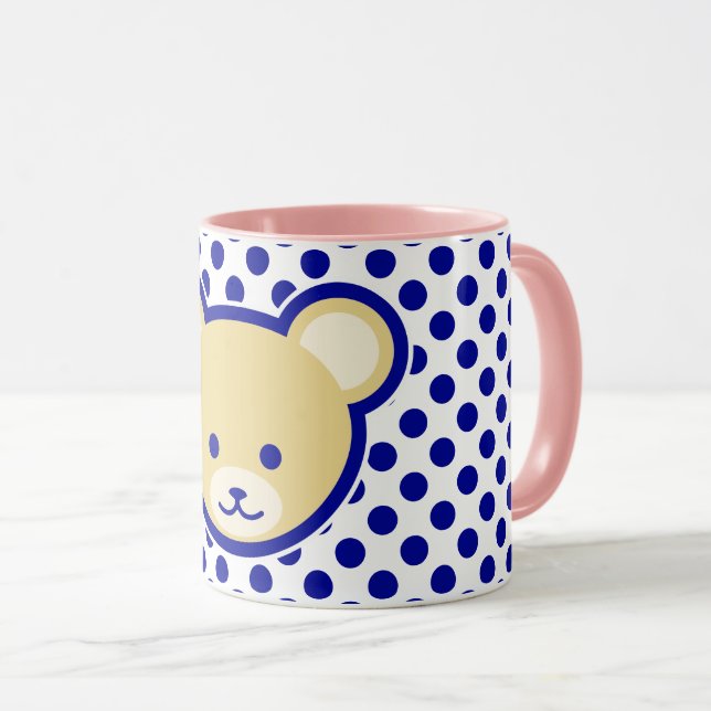 Caneca Arte de Cartografia de Urso Azul-Teddy-Beige-Casta (Frente Esquerda)