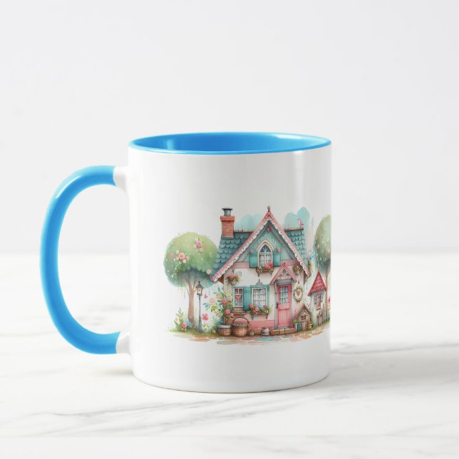 Caneca Arte de Casa de Contos de Fadas Pastel Caprichosa (Esquerda)