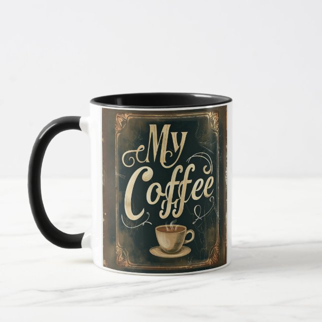Caneca Arte de Citação de Café Vintage (Esquerda)