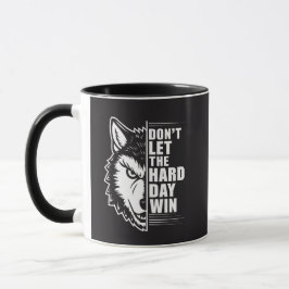 Caneca Arte de Citação de Lobo Não Deixe o Dia Difícil Ve