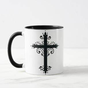 Caneca Arte de Cruz Talhada Ornamentada Premium