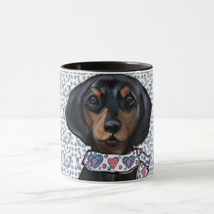 Caneca Arte de Dachshund de Natal