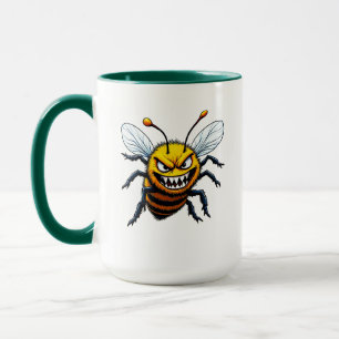 Caneca Arte de desenho animado de abelha agressiva