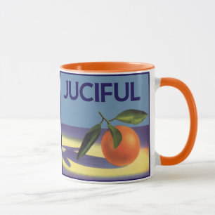 Caneca Arte de etiqueta de Fruta de Vintage, Laranjas Juc
