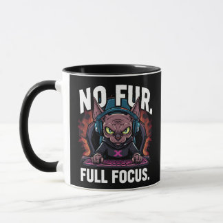 Caneca Arte de Gamer de Gato Sphynx com Foco Total