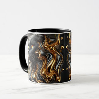 Caneca Arte de Gato de Efeito Metálico Molten de Luxo